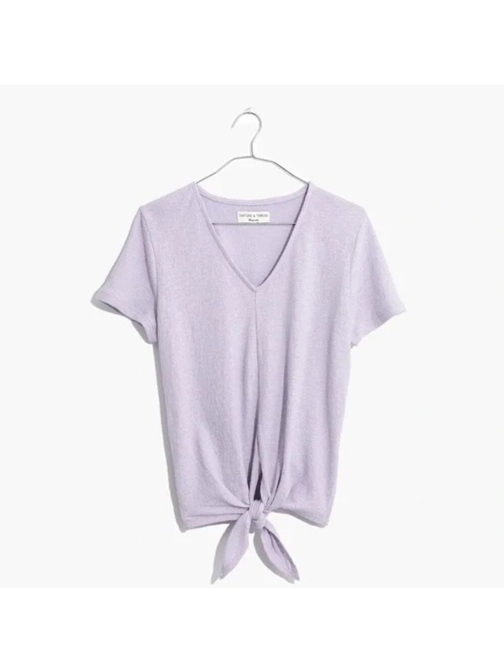 Madewell Short Sleeve Tie-Front Top - Soft Lavender 100% Cotton
